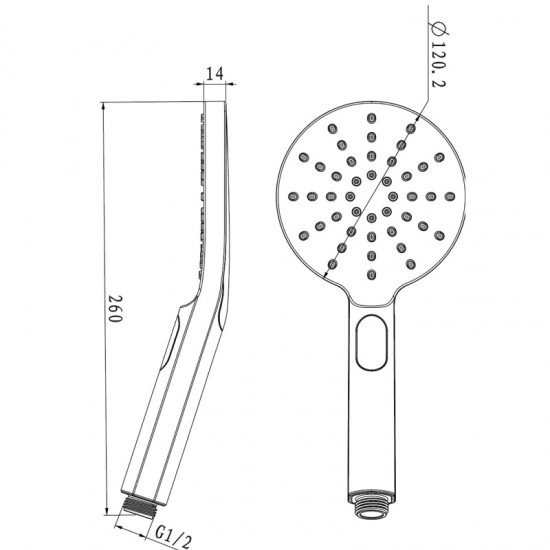 Round Black ABS 3 Function Handheld Shower Only